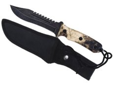 Cuchillo para Caceria, Supervivencia o Campismo marca Lion Tools, 8939, Mango Hojas Cafe, Defensa Personal