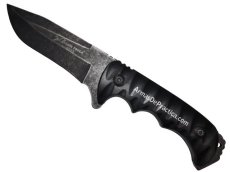 Cuchillo para Supervivencia o Campismo marca Lion Tools, Stonewashed, mango en color Negro, Defensa Personal