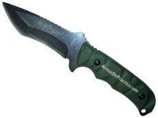 Cuchillo para Supervivencia o Campismo marca Lion Tools, Stonewashed, mango en color Verde, Defensa Personal