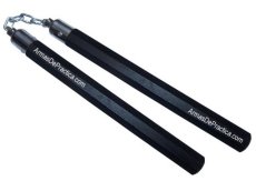Chacos, Nunchakus, Octagonales, Cadena y Balero en madera Machiche, Artes Marciales, Negro