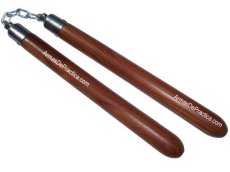Chacos, Nunchakus, Redondos, Lisos con Cadena y Balero en madera Machiche, Artes Marciales Orientales