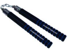 Chacos, Nunchakus, Forrados de Espuma, Practica, Madera Machiche, Artes Marciales, Azul