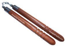 Chacos, Nunchakus, Redondos, Ranurados con Cadena y Balero en madera Machiche, Artes Marciales