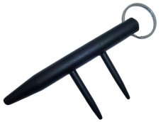 Kubotan Redondo con Puas, en Madera Machiche, Puntos de Presion, Defensa Personal, Negra
