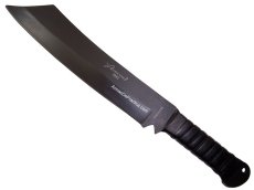 Cuchillo / Machete para Supervivencia o Campismo Rambo 4 marca Lion Tools Pavonado, Funda en Cuero