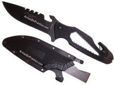 Cuchillo Tactico para Supervivencia o Campismo marca Lion Tools, Full Tang, Pavonado con Pinzas