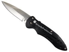 Navaja Plegable Automatica marca Lion Tools, Mango en Plastico Negro, Acero Inoxidable