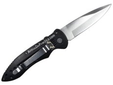 Navaja Plegable Automatica marca Lion Tools, Mango en Plastico Negro, Acero Inoxidable
