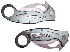 Navaja Karambit Plegable Haller, Manual, Pavonado en color Gris