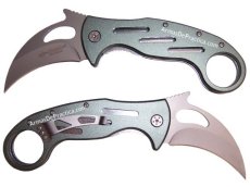 Navaja Karambit Plegable Haller, Manual, Pavonado en color Gris