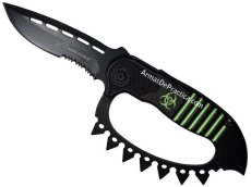 Navaja Plegable Boxer / Manopla con Picos marca Lion Tools, Acero Inoxidable Pavonado en Negro, Defensa Personal
