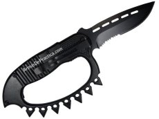 Navaja Plegable Boxer / Manopla con Picos marca Lion Tools, Acero Inoxidable Pavonado en Negro, Defensa Personal