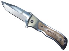 Navaja Plegable Browning, Acero Inoxidable, Detalle en Madera