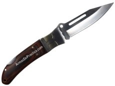 Navaja Plegable de Muelle marca Lion Tools, Acero Inoxidable y Madera