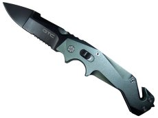 Navaja Plegable GTC, Rescate, Pavonado Negro, Apertura Manual